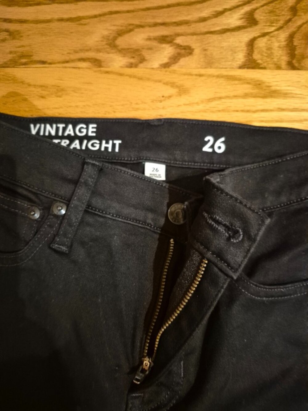RE-IMAGINED BY J.CREW DENIM JEAN SIZE 26 VINTAGE SLIM STRAIGHT BLACK STRETCH